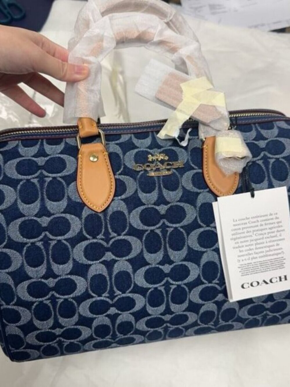 Coach Rowan Satchel Signature Canvas Denim Blue